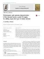 Performance and emission characteristics of the thermal barrier coated SI engine by adding argon inert gas to intake mixture