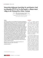 Integrating indigenous knowledge for participatory land use planning (PLUP) in Tra Hat hamlet, a climate-smart village in the Mekong River Delta, Vietnam