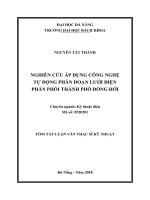 Nghiên cứu áp dụng công nghệ tự động phân đoạn lưới điện phân phối thành phố đồng hới