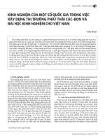 Kinh nghiệm của một số quốc gia trong việc xây dựng thị trường phát thải các bon và bài học kinh nghiệm cho Việt Nam