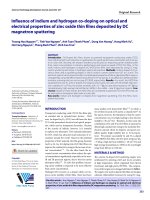 Influence of indium and hydrogen co-doping on optical and electrical propertie of zinc oxide thin films deposited by DC magnetron sputtering