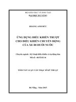 Tóm tắt Luận văn Thạc sĩ Kỹ thuật: Ứng dụng điều khiển trượt cho điều khiển chuyển động của xe đi dưới nước