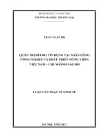 luận văn thạc sĩ quản trị rủi ro tín dụng tại ngân hàng nông nghiệp và phát triển nông thôn việt nam – chi nhánh sao đỏ 