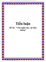 Tiểu luận: Chủ nghĩa duy vật biện chứng