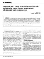 Ứng dụng MACC trong đánh giá chi phí giảm thải khí nhà kính trong lĩnh vực năng lượng – công nghiệp tại tỉnh Quảng Ninh