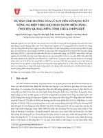 Dự báo ảnh hưởng của lũ lụt đến sử dụng đất nông nghiệp theo kịch bản nước biển dâng ở huyện Quảng Điền, tỉnh Thừa Thiên Huế