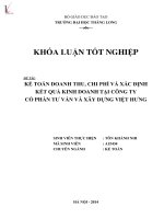 Khóa luận tốt nghiệp: Kế toán doanh thu, chi phí và xác định kết quả kinh doanh của Công ty cổ phần Tư vấn và Xây dựng Việt Hưng