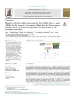 Magnetic activated carbon nanocomposite from Nigella sativa L. waste (MNSA) for the removal of Coomassie brilliant blue dye from aqueous solution: Statistical design of experiments for