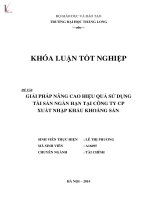 Khóa luận tốt nghiệp chuyên ngành Tài chính: Giải pháp nâng cao hiệu quả sử dụng tài sản ngắn hạn tại Công ty CP Xuất nhập khẩu Khoáng Sản