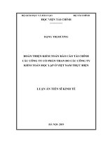 Hoàn thiện kiểm toán báo cáo tài chính các công ty cổ phần than do các công ty kiểm toán độc lập ở việt nam thực hiện 