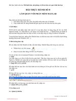 Bài thực hành môn học Mô hình hóa, mô phỏng và tối ưu hóa các quá trình hóa học: Làm quen với phần mềm Matlab