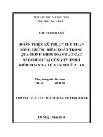 Tóm tắt Luận văn Thạc sĩ ngành Quản trị kinh doanh: Hoàn thiện kỹ thuật thu thập bằng chứng kiểm toán trong quá trình kiểm toán báo cáo tài chính tại công ty TNHH kiểm toán và tư vấn thuế