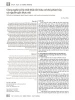 Công nghệ xử lý chất thải rắn hữu cơ khó phân hủy có nguồn gốc thực vật