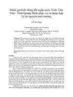 Đánh giá biến động đất ngập nước Vịnh Tiên Yên - Tỉnh Quảng Ninh phục vụ sử dụng hợp lý tài nguyên môi trường