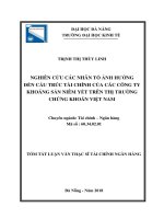 Tóm tắt Luận văn Thạc sĩ Quản trị kinh doanh: Nghiên cứu các nhân tố ảnh hƣởng đến cấu trúc tài chính của các công ty khoáng sản niêm yết trên thị trường chứng khoán Việt Nam