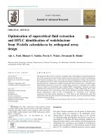 Optimization of supercritical fluid extraction and HPLC identification of wedelolactone from Wedelia calendulacea by orthogonal array design