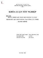 Khóa luận tốt nghiệp: Hoàn thiện kế toán bán hàng và xác định kết quả bán hàng tại Công ty TNHH Danh Chính