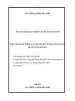 Báo cáo kết quả nghiên cứu đề tài cấp cơ sở: Thực trạng dự phòng lây truyền HIV từ mẹ sang con tại Quảng Nam 2011-2012