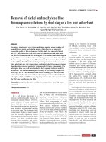 Removal of nickel and methylene blue from aqueous solutions by steel slag as a low cost adsorbent