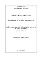 Tóm tắt báo cáo tổng kết đề tài khoa học và công nghệ cấp Đại học Đà Nẵng: Phân tích định lượng luồng thông tin trong bảo mật phần mềm