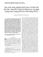 Sản xuất nông nghiệp thích ứng với biến đổi khí hậu vùng bắc trung bộ thông qua xác định lượng mưa, lượng bốc hơi tiềm năng (PET)