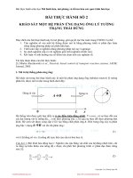 Bài thực hành môn học Mô hình hóa, mô phỏng và tối ưu hóa các quá trình hóa học - Bài thực hành số 2: Khảo sát một hệ phản ứng dạng ống lý tưởng trạng thái dừng