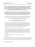 Hoạt tính kháng khuẩn của dịch chiết từ cây chó đẻ thân xanh (phyllanthus amarus) đối với vi khuẩn vibrio parahaemolitycus và vibrio sp. gây bệnh hoại tử gan tụy cấp trên tôm chân trắng (lit