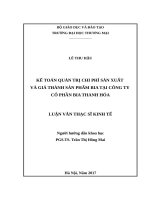 luận văn thạc sĩ kế toán quản trị chi phí sản xuất và giá thành sản phẩm bia tại công ty cổ phần bia thanh hóa 
