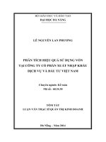 Tóm tắt Luận văn Thạc sĩ Quản trị kinh doanh: Phân tích hiệu quả sử dụng vốn tại Công ty cổ phần xuất nhập khẩu Dịch vụ và Đầu tư Việt Nam