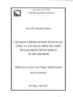 Tóm tắt Luận văn Thạc sĩ Kế Toán: Vận dụng chính sách kế toán ở các công ty xây dựng niêm yết trên Sở giao dịch chứng khoán TP.Hồ Chí Minh
