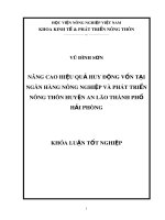 Khóa luận tốt nghiệp: Nâng cao hiệu quả huy động vốn tại Ngân hàng nông nghiệp và phát triển nông thôn huyện An Lão, thành phố Hải Phòng