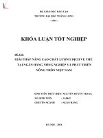 Khóa luận tốt nghiệp chuyên ngành Tài chính: Giải pháp nâng cao chất lượng dịch vụ thẻ tại Ngân hàng Nông nghiệp và Phát triển Nông thôn Việt Nam