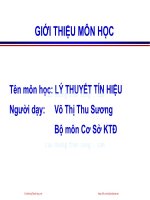 Bài giảng Lý thuyết tín hiệu: Giới thiệu môn học - Võ Thị Thu Sương
