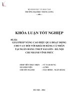 Khóa luận tốt nghiệp: Giải pháp nâng cao hiệu quả hoạt động cho vay đối với khách hàng cá nhân tại Ngân hàng Thương mại cổ phần Sài Gòn – Hà Nội Chi nhánh Vĩnh Phúc