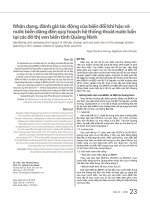 Nhận dạng, đánh giá tác động của biến đổi khí hậu và nước biển dâng đến quy hoạch hệ thống thoát nước bẩn tại các đô thị ven biển tỉnh Quảng Ninh