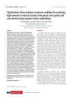 Optimisation of heat-moisture treatment conditions for producing high amounts of resistant starches from purple sweet potato and yam starches using response surface methodology