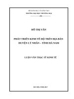luận văn thạc sĩ phát triển kinh tế hộ trên địa bàn huyện lý nhân tỉnh hà nam 