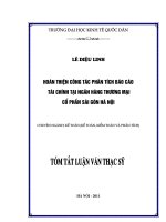Tóm tắt Luận văn Thạc sĩ Kế toán: Hoàn thiện công tác phân tích báo cáo tài chính tại Ngân hàng thương mại cổ phần Sài Gòn Hà Nội
