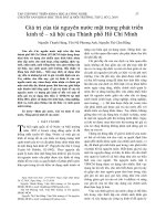 Giá trị của tài nguyên nước mặt trong phát triển kinh tế – xã hội của Thành phố Hồ Chí Minh