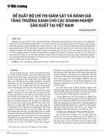 Đề xuất bộ chỉ thị giám sát và đánh giá tăng trưởng xanh cho các doanh nghiệp sản xuất tại Việt Nam