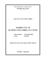 Tóm tắt Luận văn Thạc sĩ Kỹ thuật: Nghiên cứu về sự phân tầng nhiệt của nước