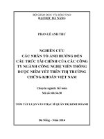 Tóm tắt Luận văn Thạc sĩ Quản trị kinh doanh: Nghiên cứu các nhân tố ảnh hưởng đến cấu trúc tài chính của các công ty ngành công nghệ viễn thông được niêm yết trên thị trường chứng khoán