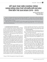 Kết quả thực hiện chương trình hành động ứng phó với biến đổi khí hậu tỉnh Bến Tre giai đoạn 2010-2015