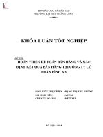 Khóa luận tốt nghiệp: Hoàn thiện kế toán bán hàng và xác định kết quả bán hàng tại Công ty Cổ phần Bình An