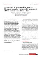A case study of phytoplankton used as a biological index for water quality assessment of Nhu Y river, Thua Thien - Hue