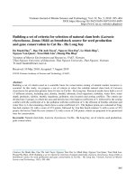 Building a set of criteria for selection of natural clam beds (Lutraria rhynchaena, Jonas 1844) as broodstock source for seed production and gene conservation in Cat Ba - Ha Long bay