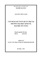 Tóm tắt Luận văn Thạc sĩ Quản trị kinh doanh: Vận dụng kế toán quản trị tại Trường Đại học Kinh tế, Đại học Đà Nẵng