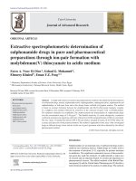 Extractive spectrophotometric determination of sulphonamide drugs in pure and pharmaceutical preparations through ion-pair formation with molybdenum(V) thiocyanate in acidic medium