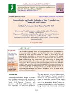 Standardization and quality evaluation of sour cream enriched therapeutic food products