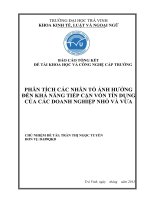 Báo cáo nghiên cứu khoa học cấp trường: Phân tích các nhân tố ảnh hưởng đến khả năng tiếp cận vốn tín dụng của các doanh nghiệp nhỏ và vừa
